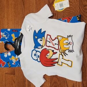 New Sonic the Hedgehog, Knuckles, Tails Kids Pajama 3 Piece Set